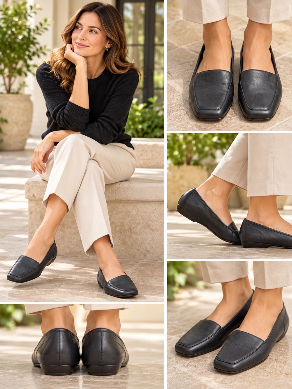 Enzo Angiolini Black Soft Leather Loafers Flats Size 9M